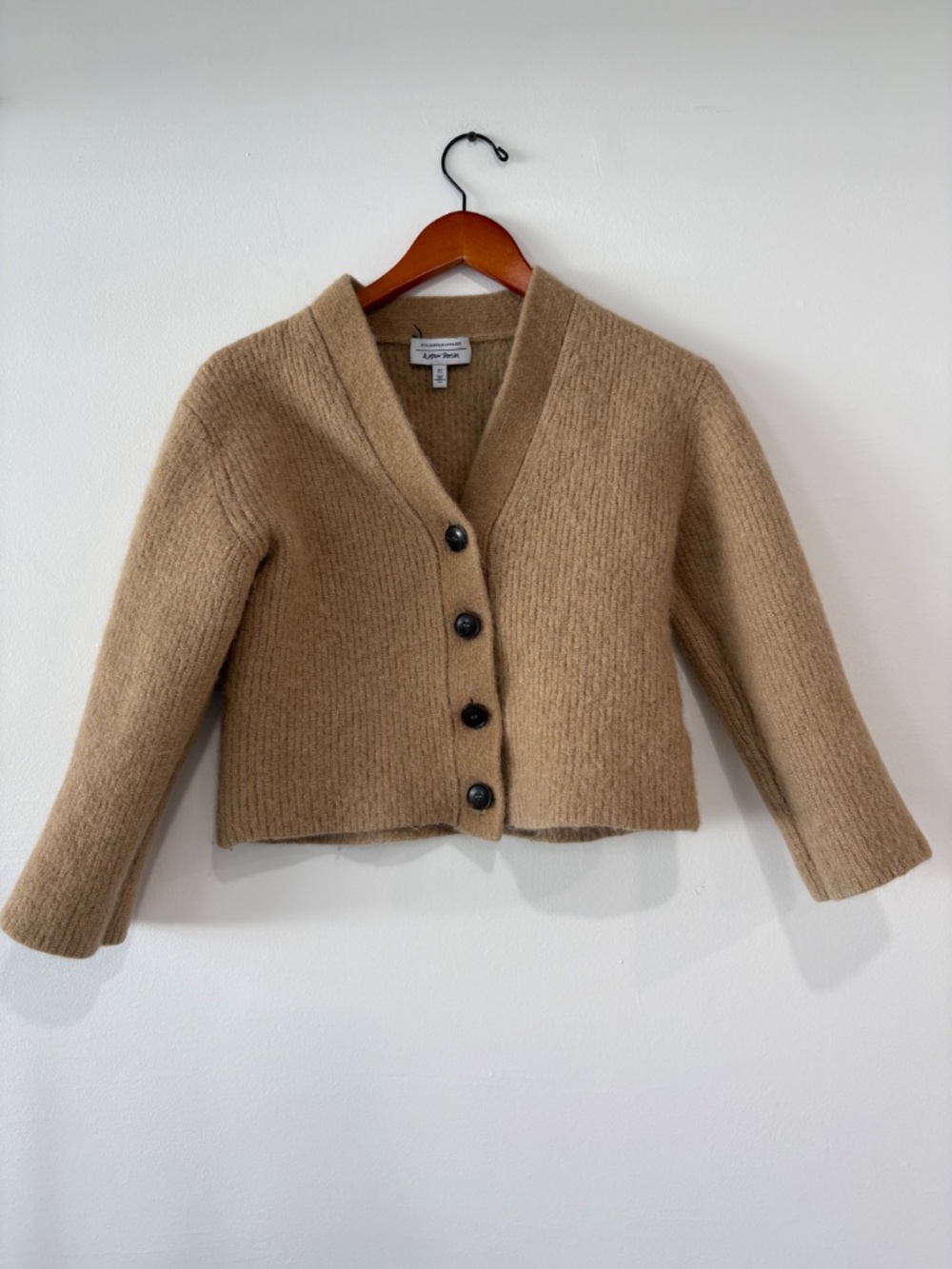 & Other Stories Alpaca Wool Blend Cropped Cardigan Camel Size S - Picture 2 of 7